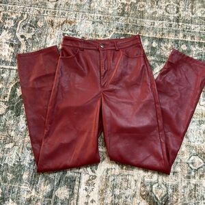 Dynamite pleather pants size 0 deep red faux leather